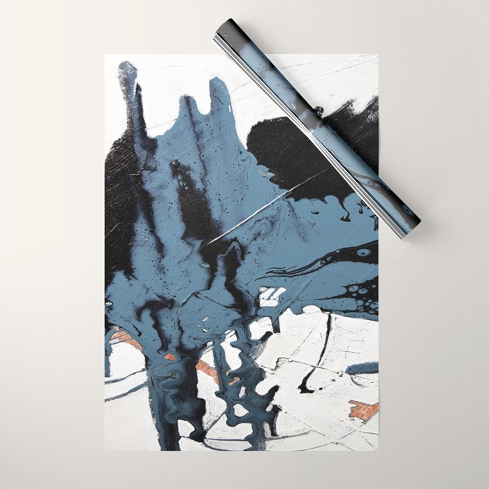 Black Diamond: A minimal, abstract mixed-media piece in black and blue by Alyssa Hamilton Art Wrapping Paper Gallery Image 1
