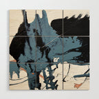 Black Diamond: A minimal, abstract mixed-media piece in black and blue by Alyssa Hamilton Art Wood Wall Art Gallery Image 1