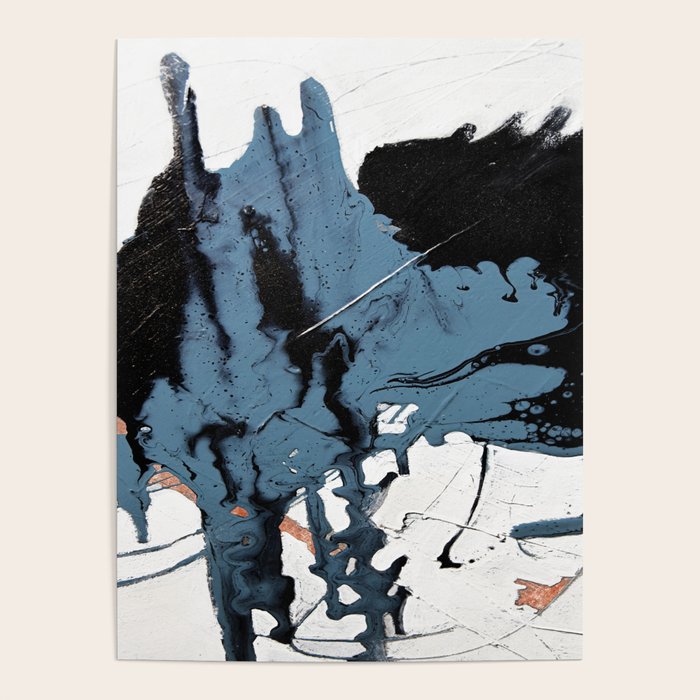 Black Diamond: A minimal, abstract mixed-media piece in black and blue by Alyssa Hamilton Art Poster Gallery Image 1