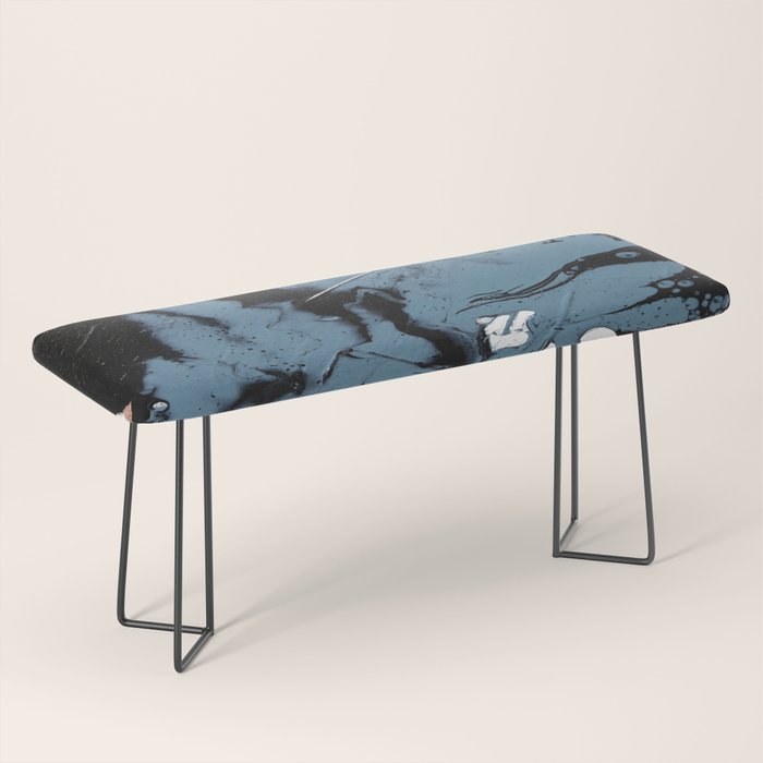 Black Diamond: A minimal, abstract mixed-media piece in black and blue by Alyssa Hamilton Art Bench Gallery Image 1