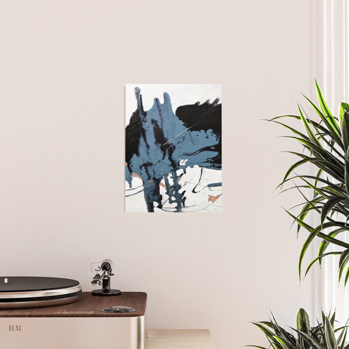 Black Diamond: A minimal, abstract mixed-media piece in black and blue by Alyssa Hamilton Art Poster Gallery Image 2