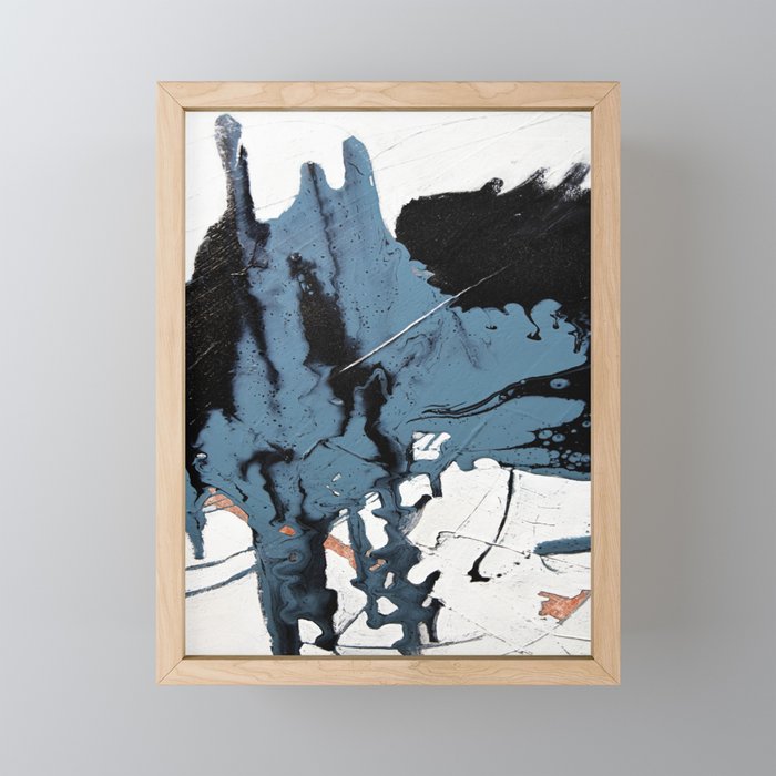 Black Diamond: A minimal, abstract mixed-media piece in black and blue by Alyssa Hamilton Art Mini Art Print Gallery Image 1