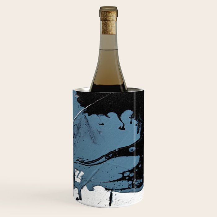 Black Diamond: A minimal, abstract mixed-media piece in black and blue by Alyssa Hamilton Art Wine Chiller Gallery Image 3