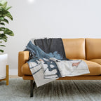 Black Diamond: A minimal, abstract mixed-media piece in black and blue by Alyssa Hamilton Art Throw Blanket Gallery Image 1