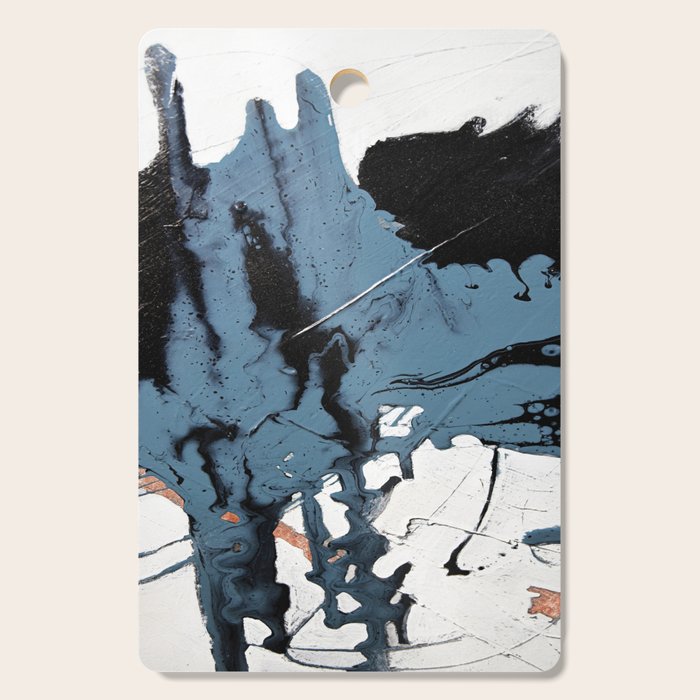 Black Diamond: A minimal, abstract mixed-media piece in black and blue by Alyssa Hamilton Art Cutting Board Gallery Image 1