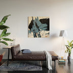 Black Diamond: A minimal, abstract mixed-media piece in black and blue by Alyssa Hamilton Art Wood Wall Art Gallery Image 2