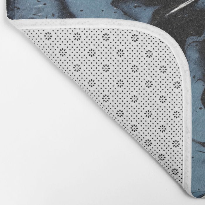 Black Diamond: A minimal, abstract mixed-media piece in black and blue by Alyssa Hamilton Art Bath Mat Gallery Image 2