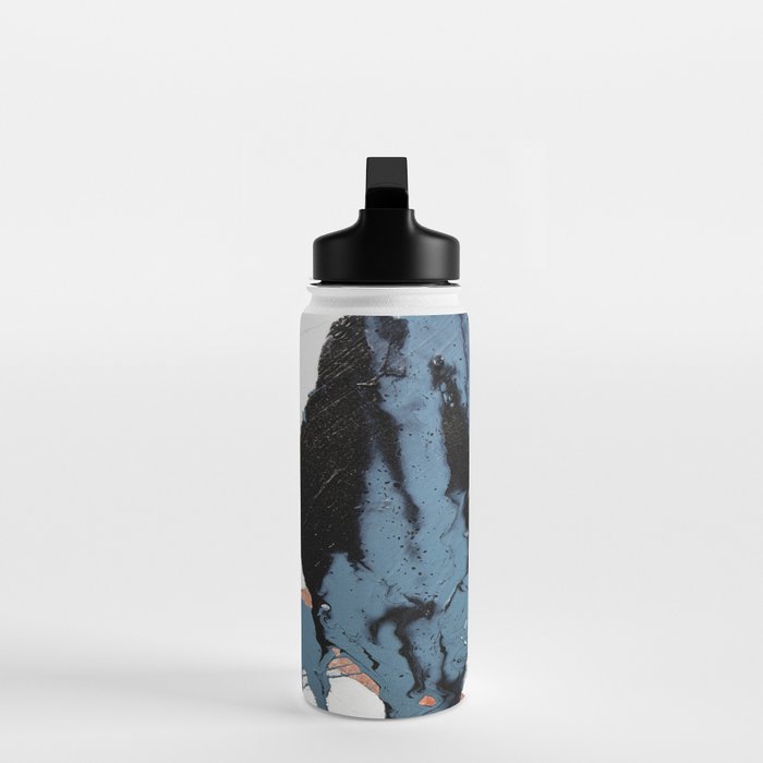 Black Diamond: A minimal, abstract mixed-media piece in black and blue by Alyssa Hamilton Art Water Bottle Gallery Image 3