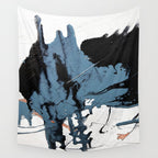 Black Diamond: A minimal, abstract mixed-media piece in black and blue by Alyssa Hamilton Art Wall Tapestry Gallery Image 4