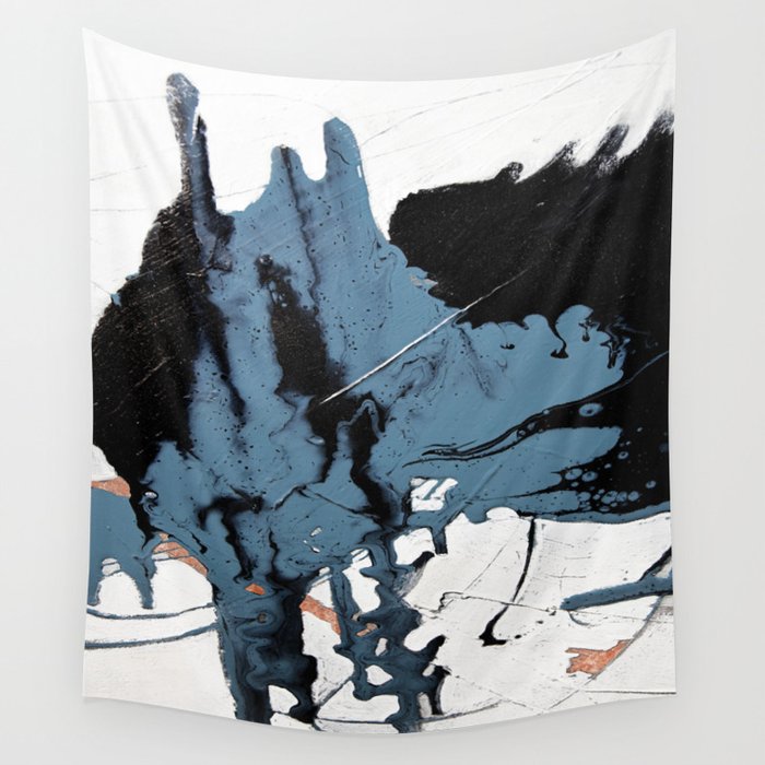 Black Diamond: A minimal, abstract mixed-media piece in black and blue by Alyssa Hamilton Art Wall Tapestry Gallery Image 4