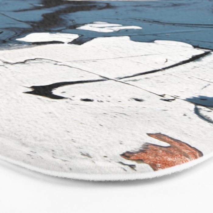 Black Diamond: A minimal, abstract mixed-media piece in black and blue by Alyssa Hamilton Art Bath Mat Gallery Image 3