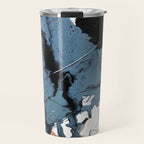 Black Diamond: A minimal, abstract mixed-media piece in black and blue by Alyssa Hamilton Art Travel Mug Gallery Image 1