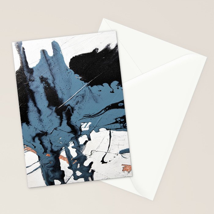 Black Diamond: A minimal, abstract mixed-media piece in black and blue by Alyssa Hamilton Art Stationery Card Gallery Image 2