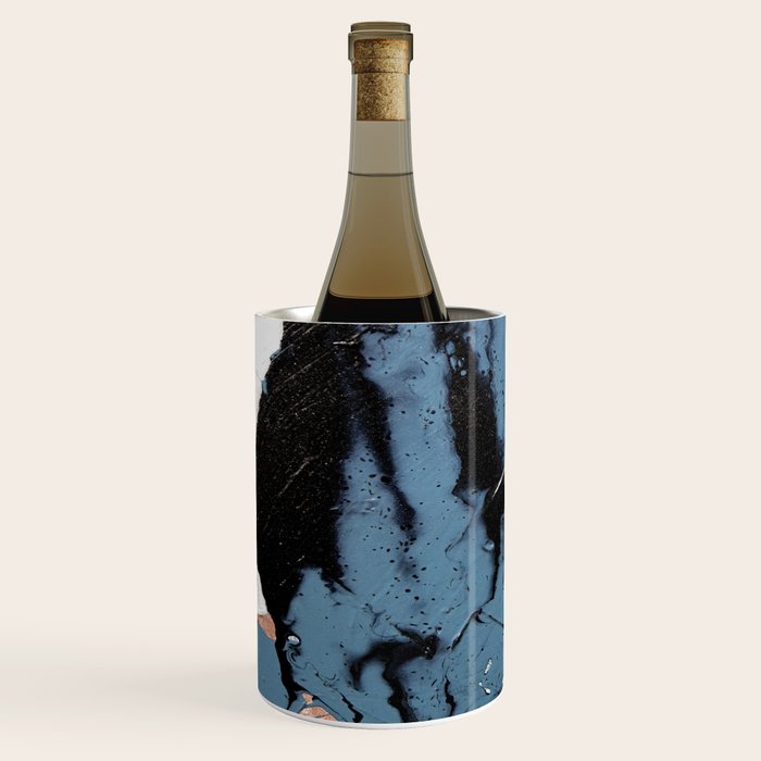 Black Diamond: A minimal, abstract mixed-media piece in black and blue by Alyssa Hamilton Art Wine Chiller Gallery Image 2