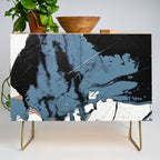 Black Diamond: A minimal, abstract mixed-media piece in black and blue by Alyssa Hamilton Art Credenza Gallery Image 1