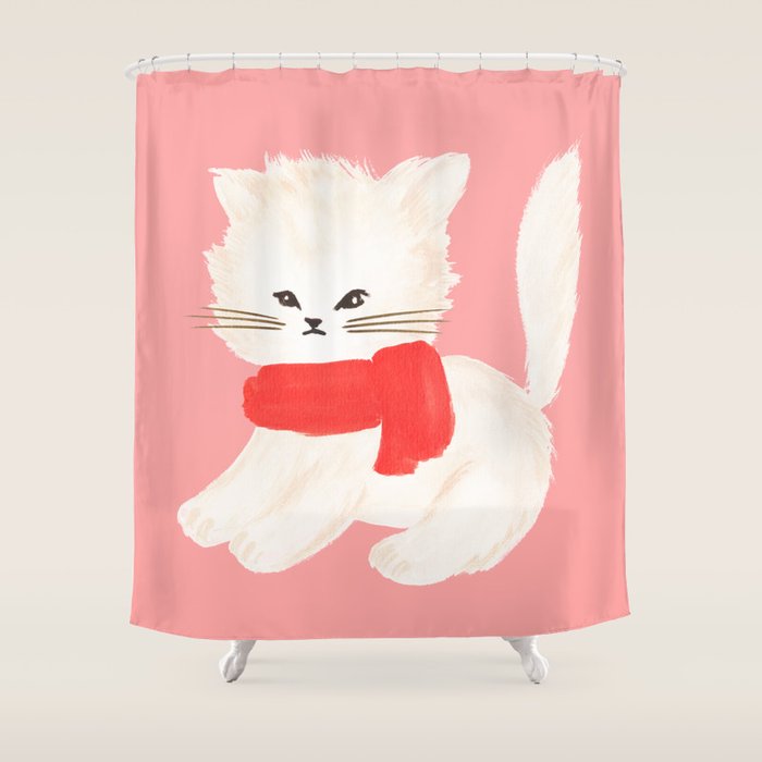 Fluffy Kitten - Pink Shower Curtain Gallery Image 1