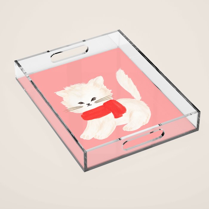 Fluffy Kitten - Pink Acrylic Tray Gallery Image 1