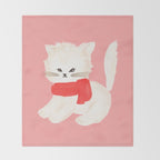 Fluffy Kitten - Pink Throw Blanket Gallery Image 2