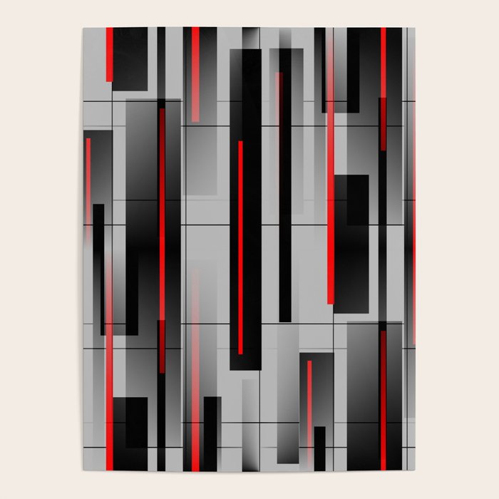 Off the Grid - Abstract - Gray, Black, Red Poster Gallery Image 4