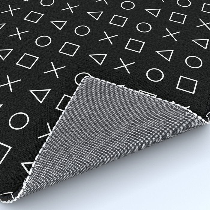 gamer pattern black and white  - gaming design black Rug Gallery Image 4