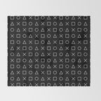 gamer pattern black and white  - gaming design black Throw Blanket Gallery Image 2