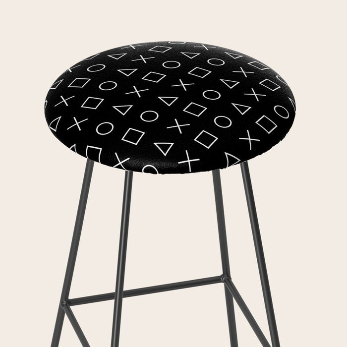 gamer pattern black and white  - gaming design black Stool Gallery Image 2