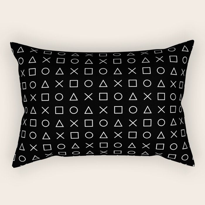 gamer pattern black and white  - gaming design black Rectangular Pillow Gallery Image 1