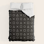 gamer pattern black and white  - gaming design black Comforter Gallery Image 6