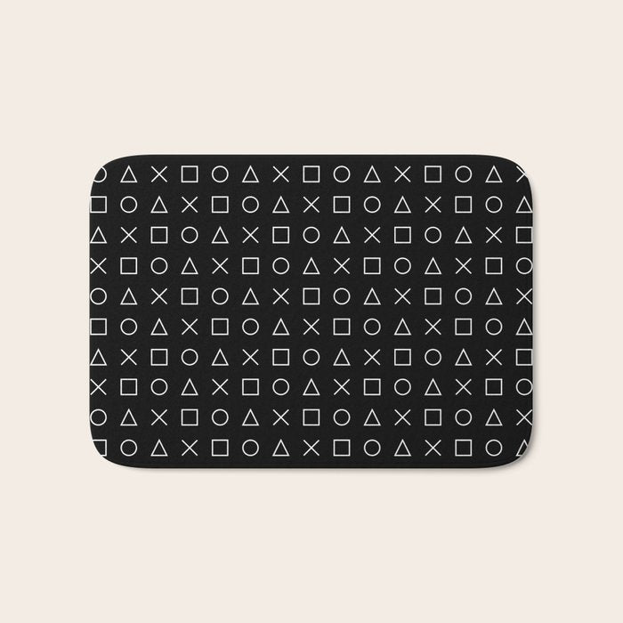 gamer pattern black and white  - gaming design black Bath Mat Gallery Image 1
