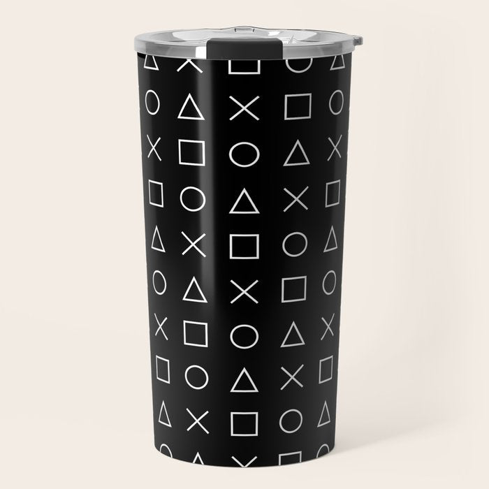 gamer pattern black and white  - gaming design black Travel Mug Gallery Image 1