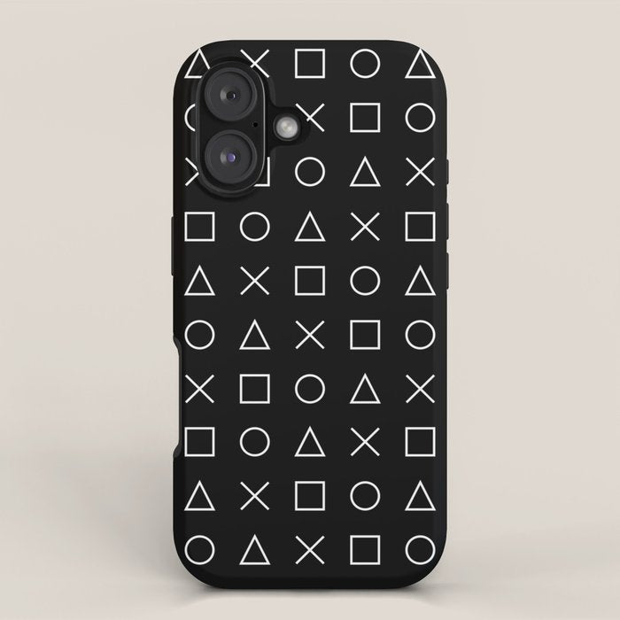 gamer pattern black and white  - gaming design black iPhone Case Gallery Image 1