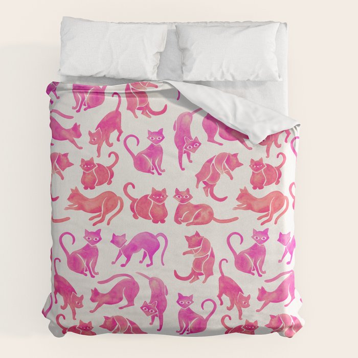 Cat Positions - Pink OmbrÃ© Palette Duvet Cover Gallery Image 2