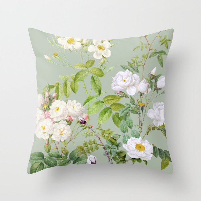 Purest Bloom Botanical Collage Throw Pillow Gallery Image 6
