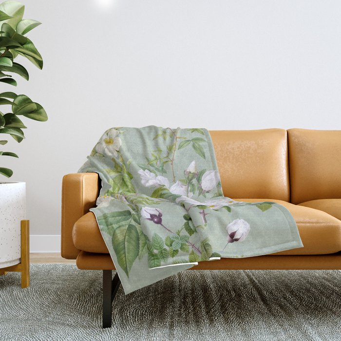 Purest Bloom Botanical Collage Throw Blanket Gallery Image 1