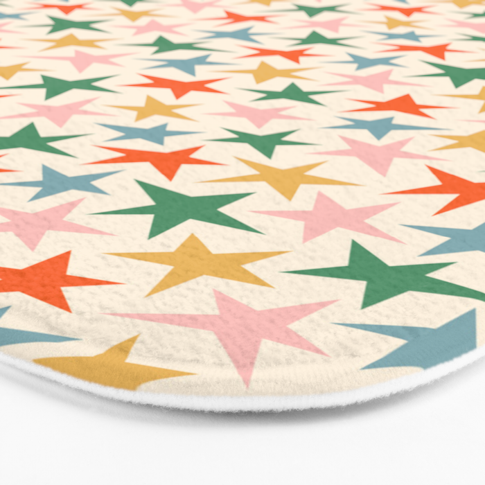 Retro christmas star shape art pattern Bath Mat Gallery Image 3