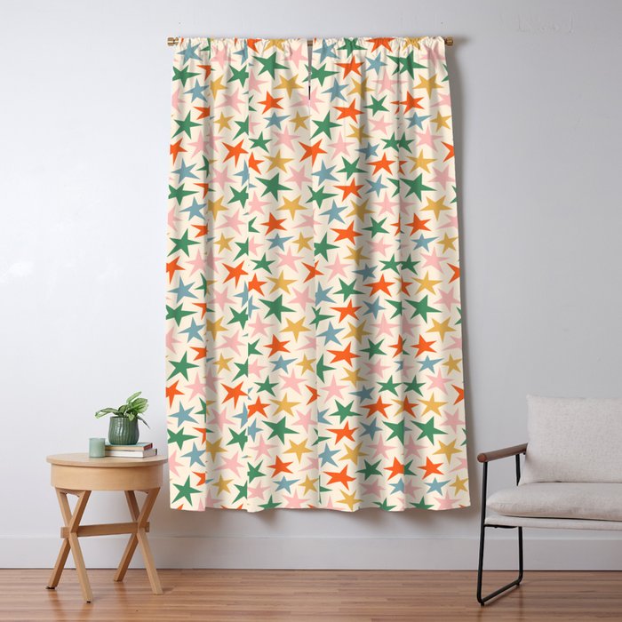Retro christmas star shape art pattern Window Curtain Gallery Image 1