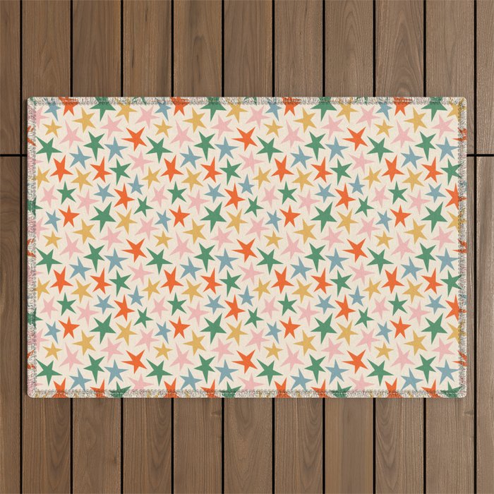 Retro christmas star shape art pattern Outdoor Rug Gallery Image 1