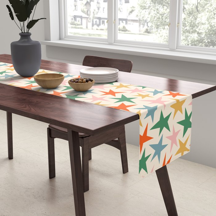 Retro christmas star shape art pattern Table Runner Gallery Image 2