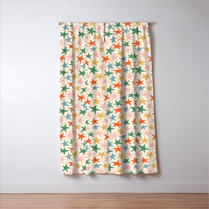 Retro christmas star shape art pattern Window Curtain Gallery Image 3