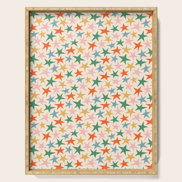 Retro christmas star shape art pattern Serving Tray Gallery Image 1