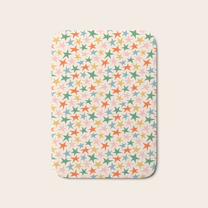Retro christmas star shape art pattern Bath Mat Gallery Image 1