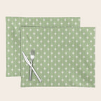 Midcentury Stars and Dots Light Sage Green and Cream Pattern Placemat Gallery Image 1