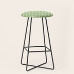 Midcentury Stars and Dots Light Sage Green and Cream Pattern Stool Gallery Image 1