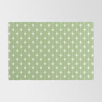 Midcentury Stars and Dots Light Sage Green and Cream Pattern Rug Gallery Image 2