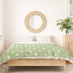 Midcentury Stars and Dots Light Sage Green and Cream Pattern Duvet Cover Gallery Image 3