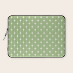 Midcentury Stars and Dots Light Sage Green and Cream Pattern Laptop Sleeve Gallery Image 1