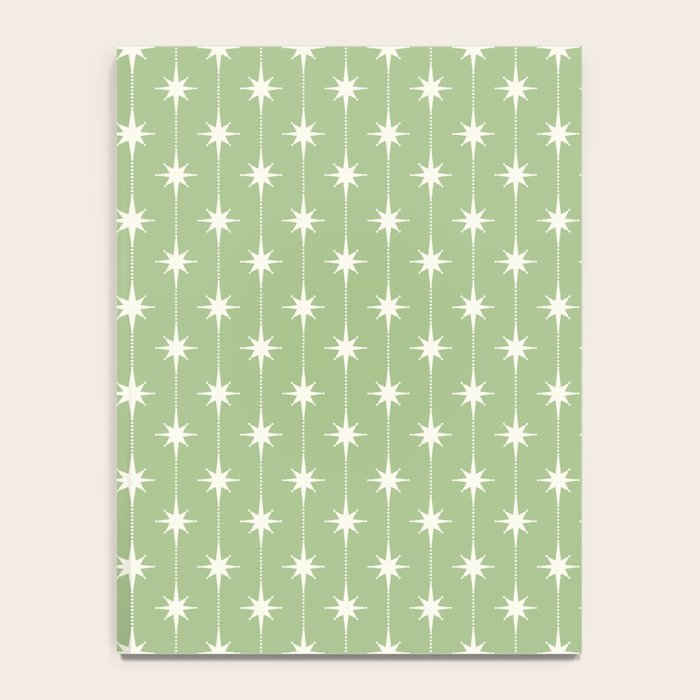 Midcentury Stars and Dots Light Sage Green and Cream Pattern Notebook Gallery Image 4