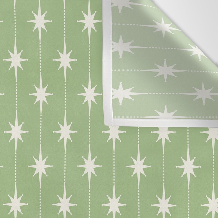 Midcentury Stars and Dots Light Sage Green and Cream Pattern Wall Tapestry Gallery Image 3