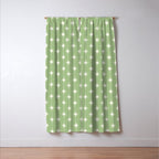 Midcentury Stars and Dots Light Sage Green and Cream Pattern Window Curtain Gallery Image 3