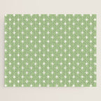 Midcentury Stars and Dots Light Sage Green and Cream Pattern Jigsaw Puzzle Gallery Image 1
